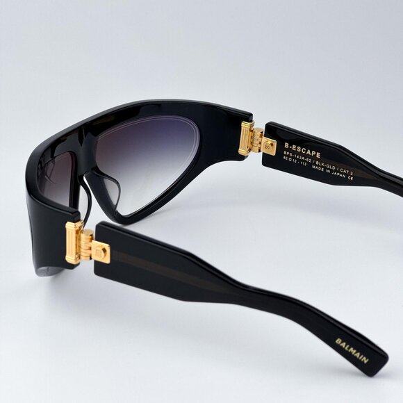 Balmain B-ESCAPE BPS-143A-62 Men BRAND NEW Sunglasses Titanium Black Gold Grey - Picture 8 of 12